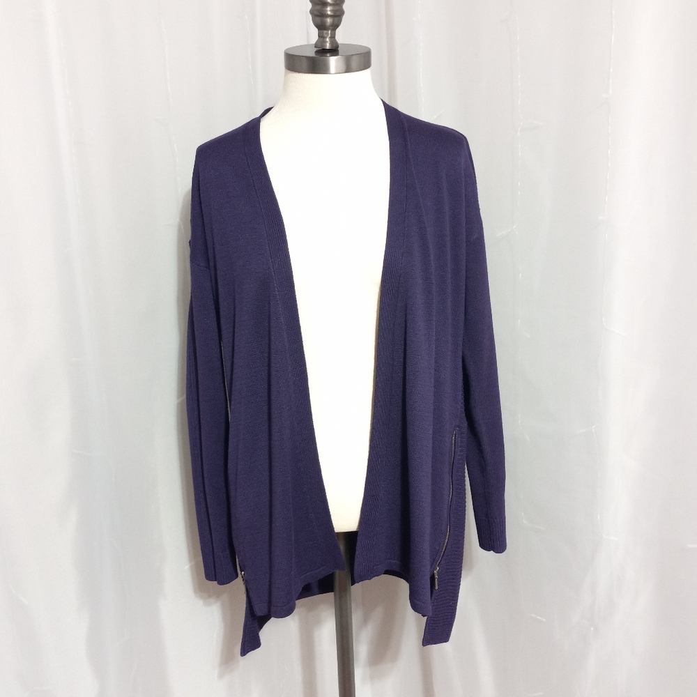 Worthington - Long Sleeve Open Front Cardigan With Zipper Feature